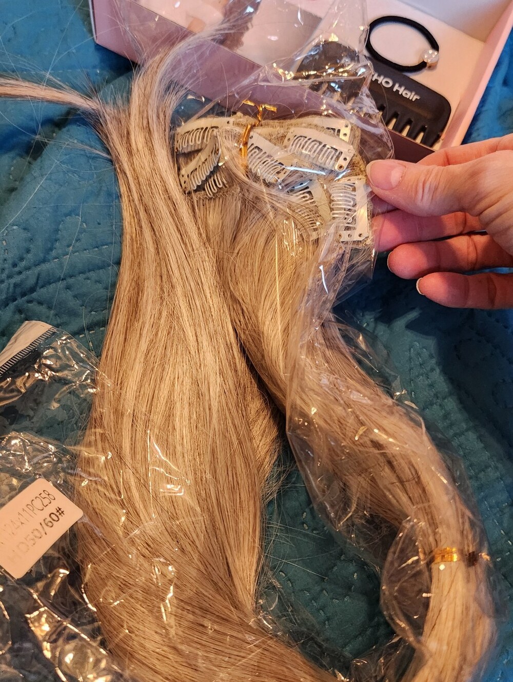 Gray Clip-In Hair Extensiond – Natural Gray Silver Shade - Picture 9 of 11